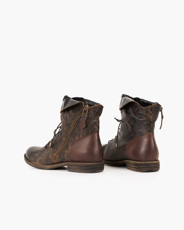 Brązowe trzewiki damskie sznurowane ze skóry naturalnej 6