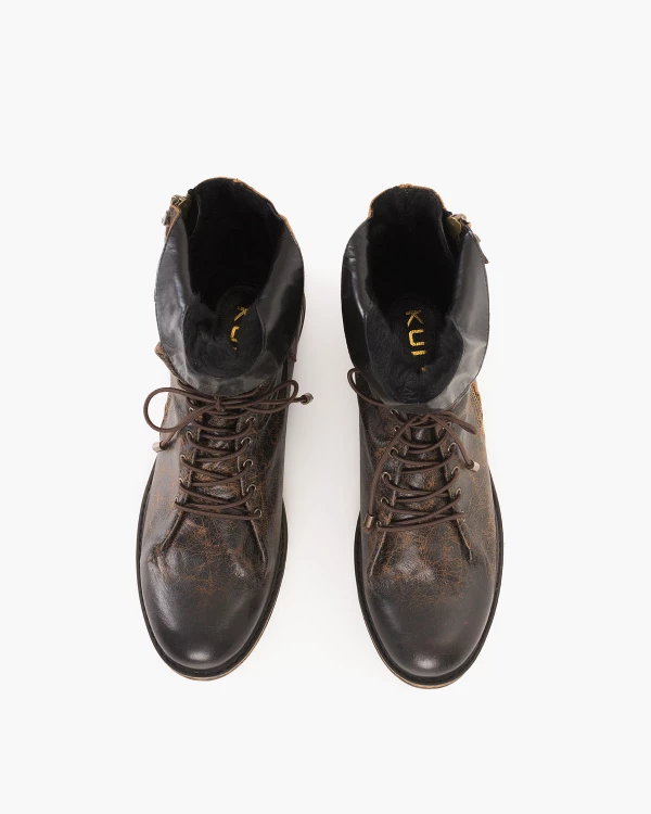 Brązowe trzewiki damskie sznurowane ze skóry naturalnej 5