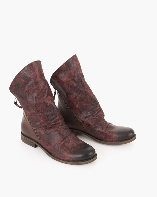 Bordowe botki damskie ze skóry naturalnej 2