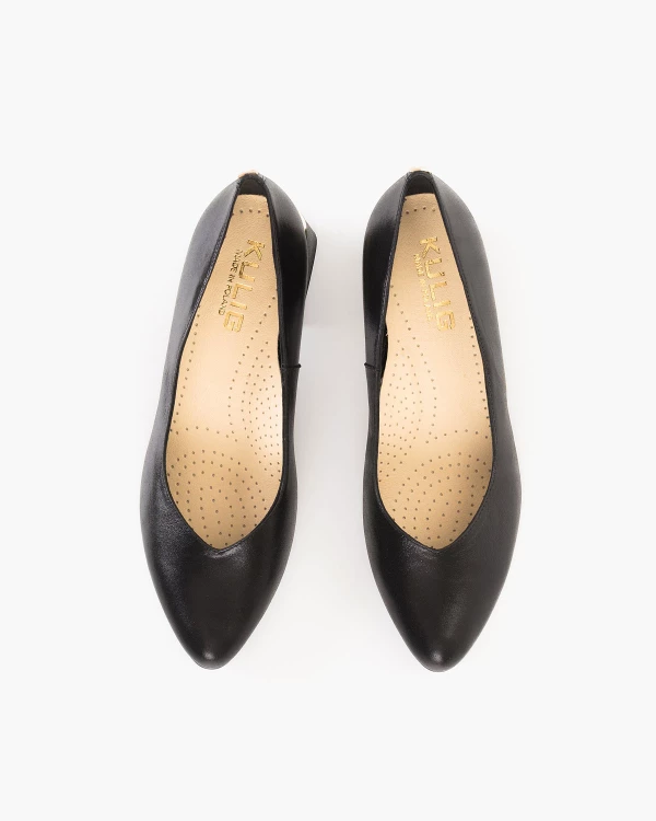 Czarne czółenka damskie skórzane na klocku 3