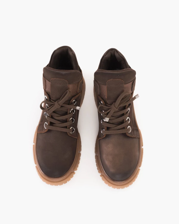 Brązowe trzewiki damskie z naturalnej skóry nubukowej 3