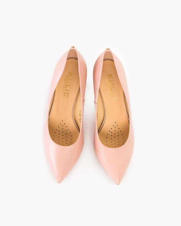 Pudrowe czółenka damskie ze skóry licowej 3