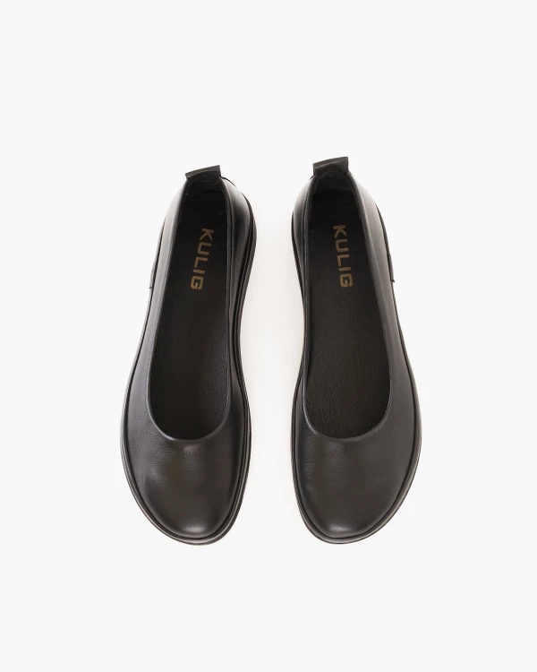 Czarne półbuty damskie skórzane na koturnie 3