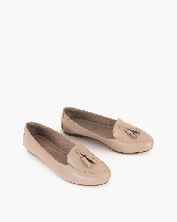 Szare mokasyny damskie z naturalnej skóry licowej