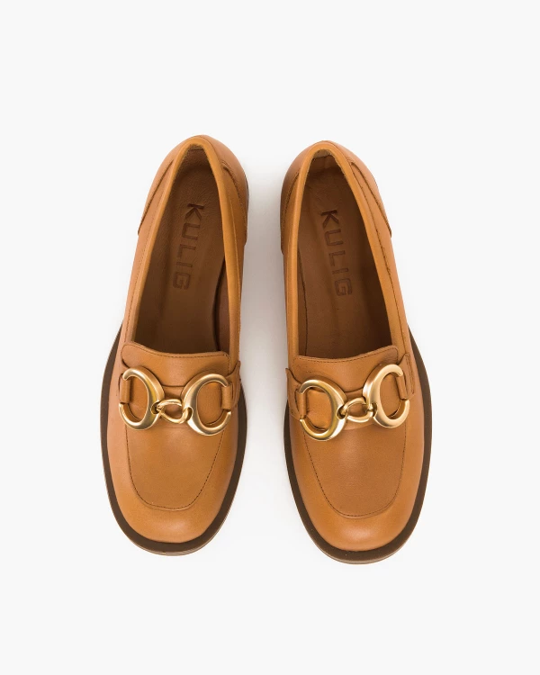 Rude mokasyny damskie z naturalnej skóry licowej na niskim obcasie 3