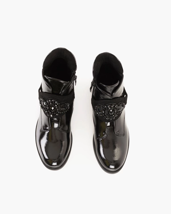 Czarne botki ze skóry ekologicznej z koralikami 3