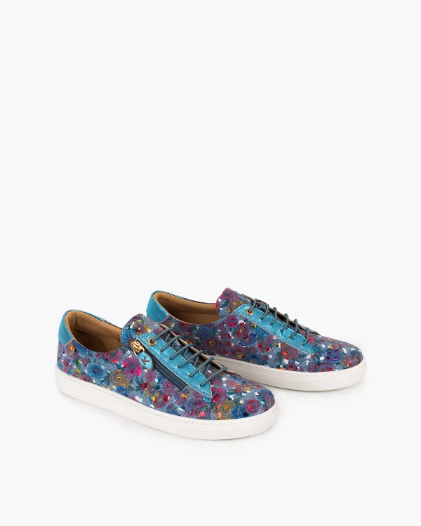 Wielokolorowe półbuty damskie skórzane z zamkiem 2