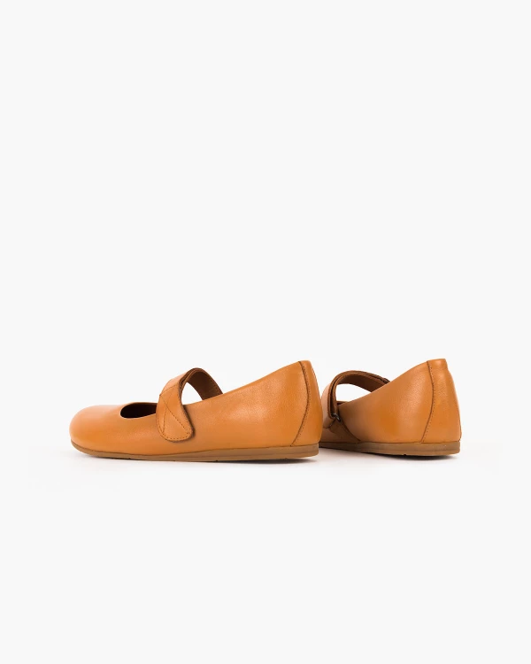 Rude baleriny damskie ze skóry licowej na rzep 4