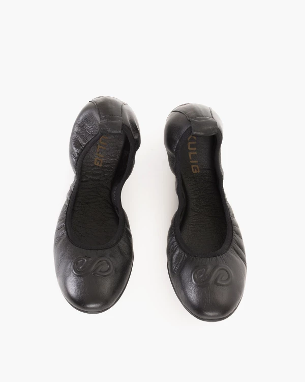 Czarne baleriny damskie ze skóry licowej 3