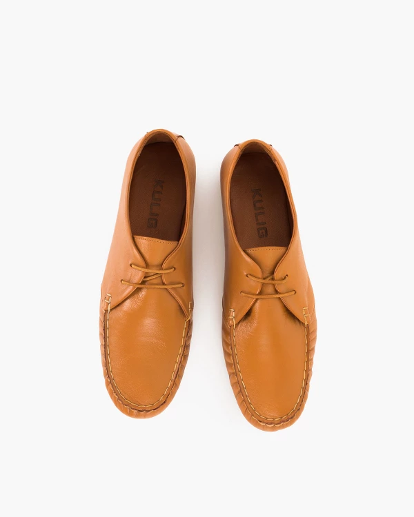 Rude mokasyny damskie sznurowane z naturalnej skóry licowej 3