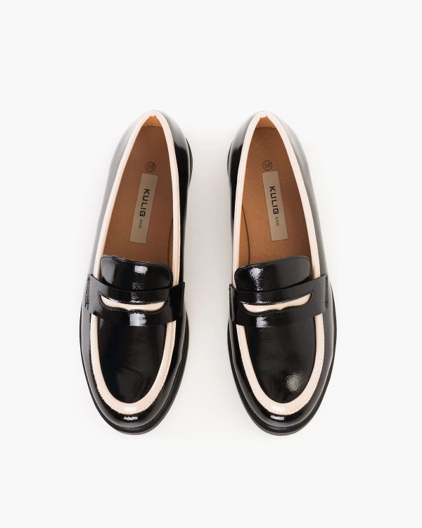 Czarne mokasyny damskie ze skóry ekologicznej na niskim obcasie 3