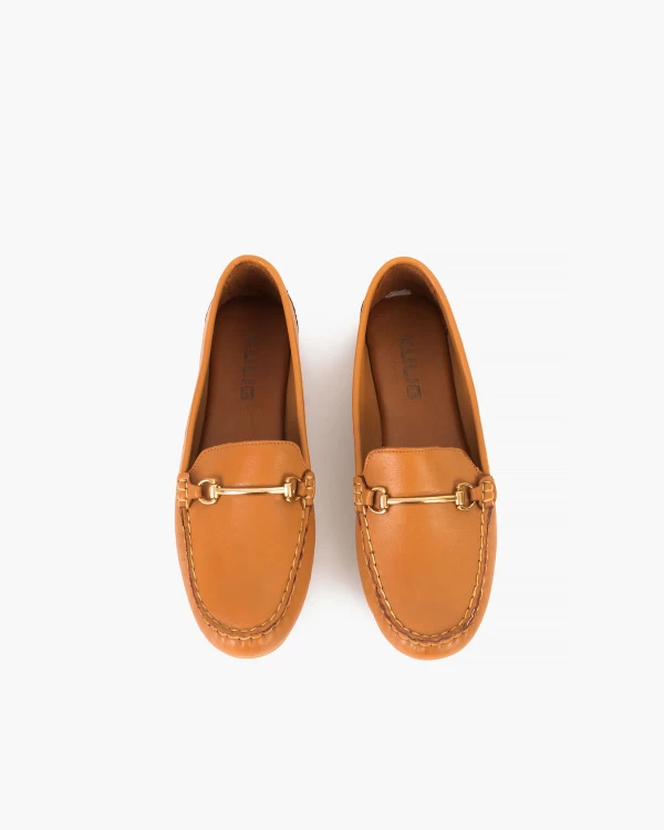 Rude mokasyny damskie skórzane z klamrą 3