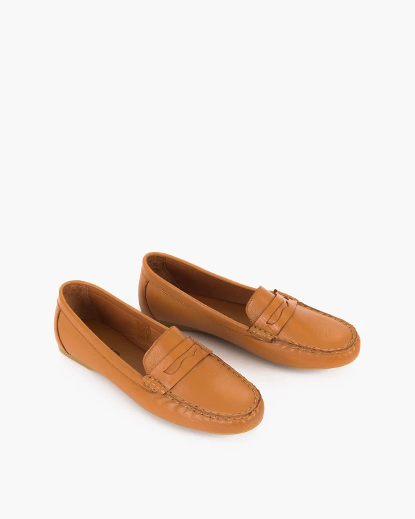 Brązowe mokasyny damskie z naturalnej skóry licowej