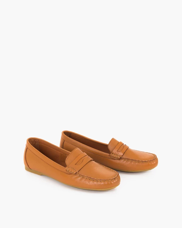 Brązowe mokasyny damskie z naturalnej skóry licowej 2