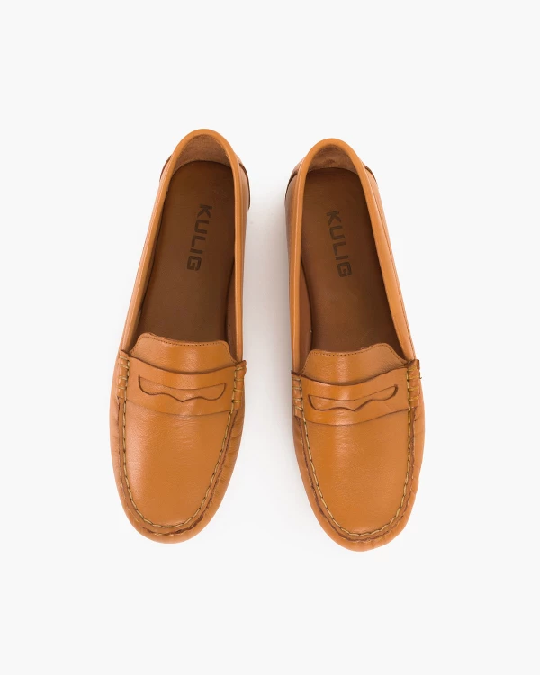 Brązowe mokasyny damskie z naturalnej skóry licowej 3