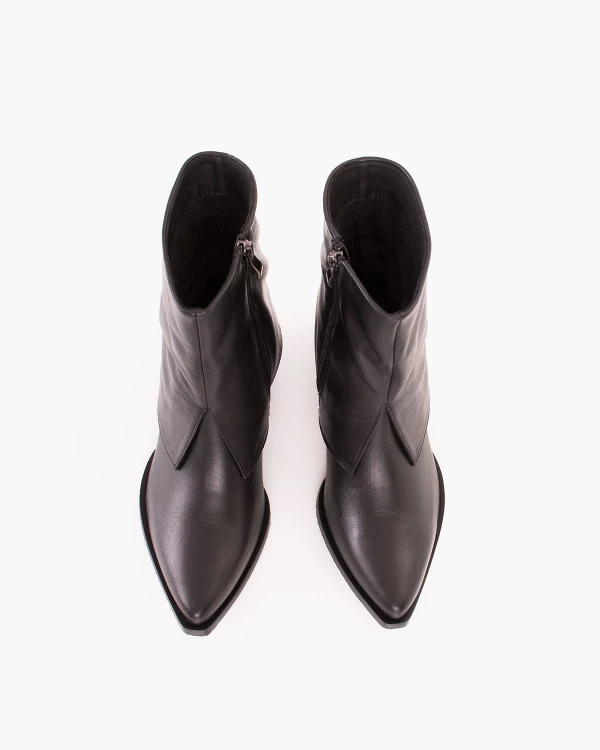 Czarne kowbojki damskie ze skóry licowej na klocku 3