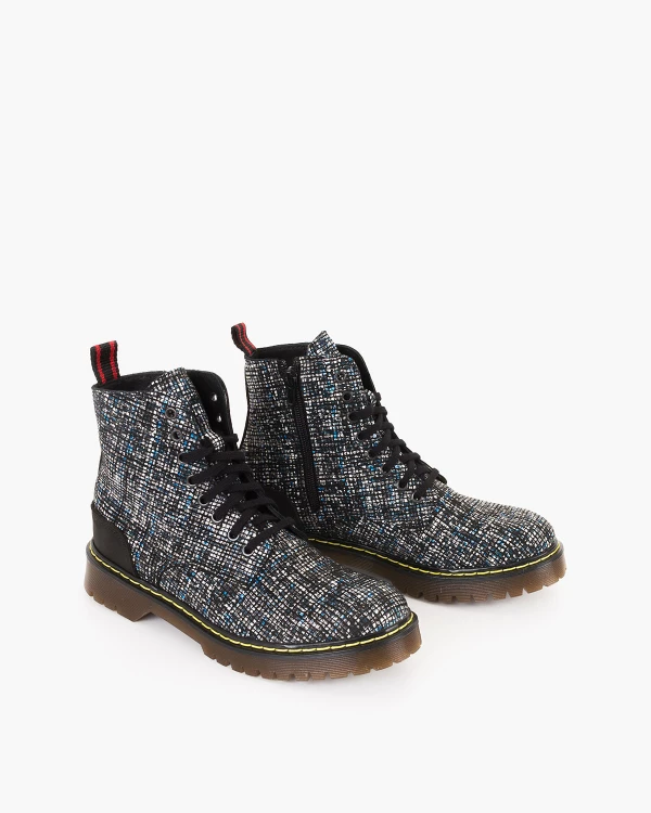 Wielokolorowe trzewiki damskie skórzane martensy w kratkę 2