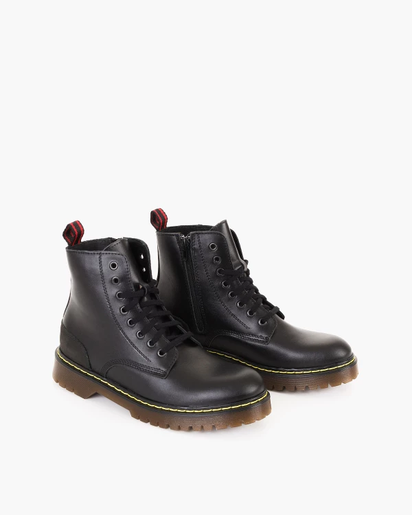 Czarne trzewiki damskie martensy z naturalnej skóry licowej 2