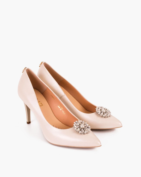 Srebrne klipsy do butów z perełkami 2