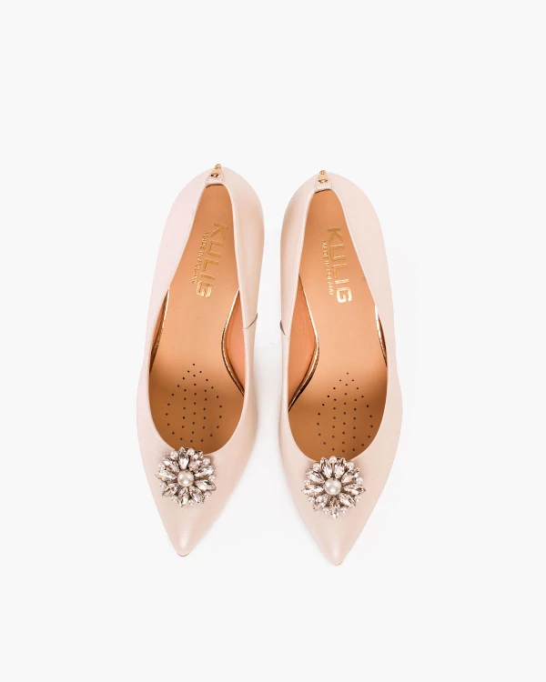 Srebrne klipsy do butów z perełkami 3