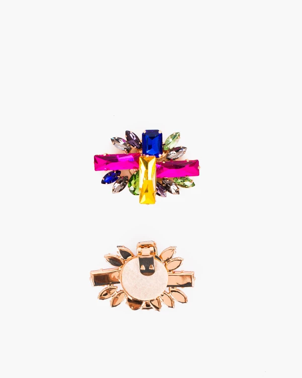 Wielokolorowe klipsy do butów z kamieniami 4