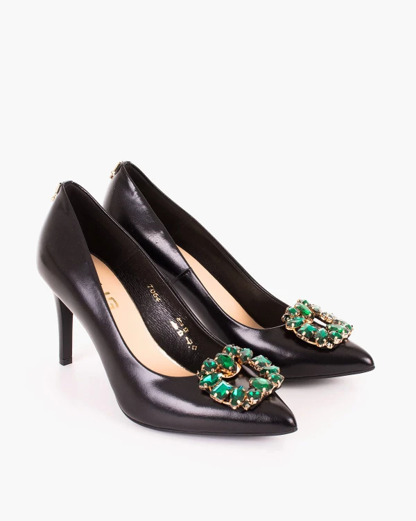 Zielone klipsy do butów z kamieniami 2