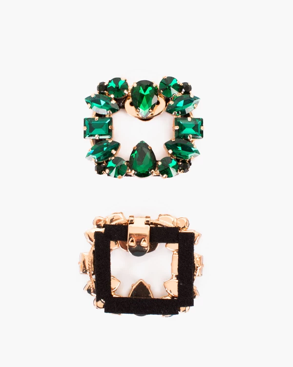 Zielone klipsy do butów z kamieniami 4