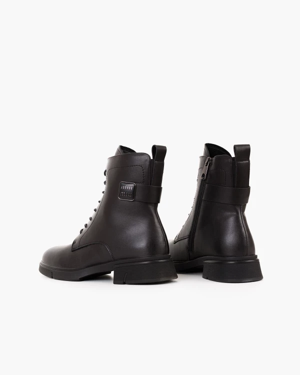 Czarne trzewiki damskie z naturalnej skóry licowej 4