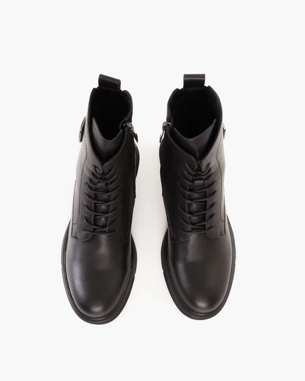 Czarne trzewiki damskie z naturalnej skóry licowej 3