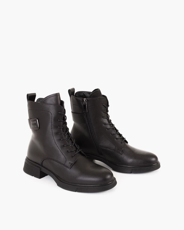 Czarne trzewiki damskie z naturalnej skóry licowej 2