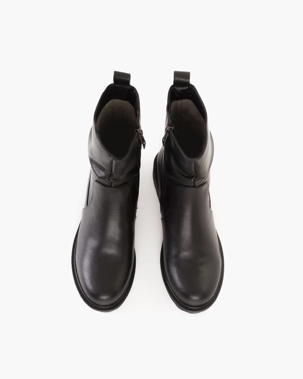 Czarne botki damskie z naturalnej skóry licowej 3