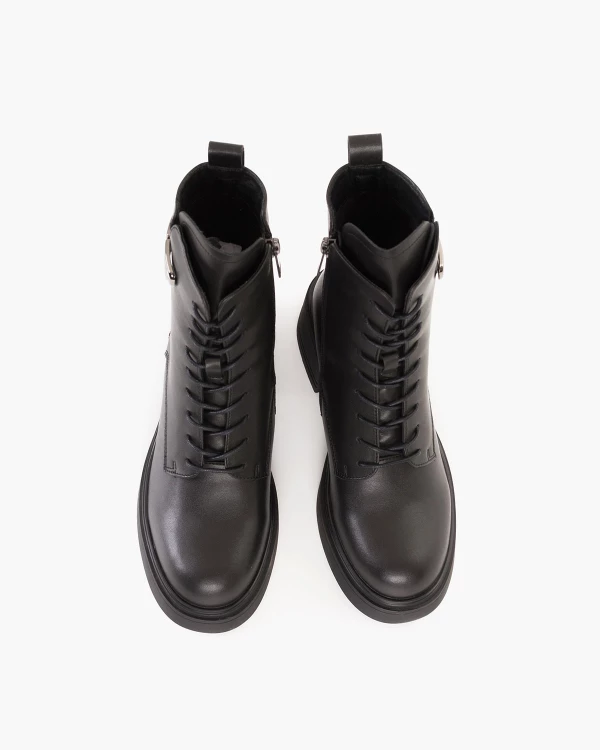 Czarne trzewiki damskie skórzane na obcasie 3