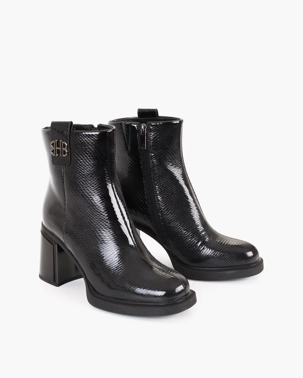 Czarne botki damskie skórzane na wysokim słupku 2