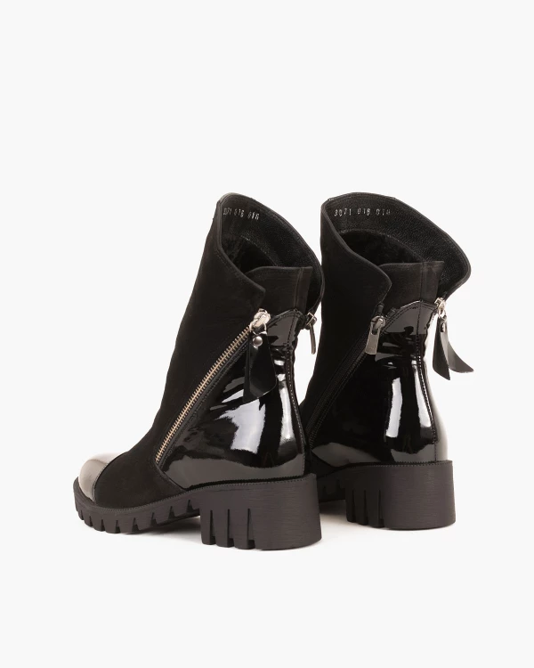 Czarne botki damskie z naturalnej skóry nubukowej 5