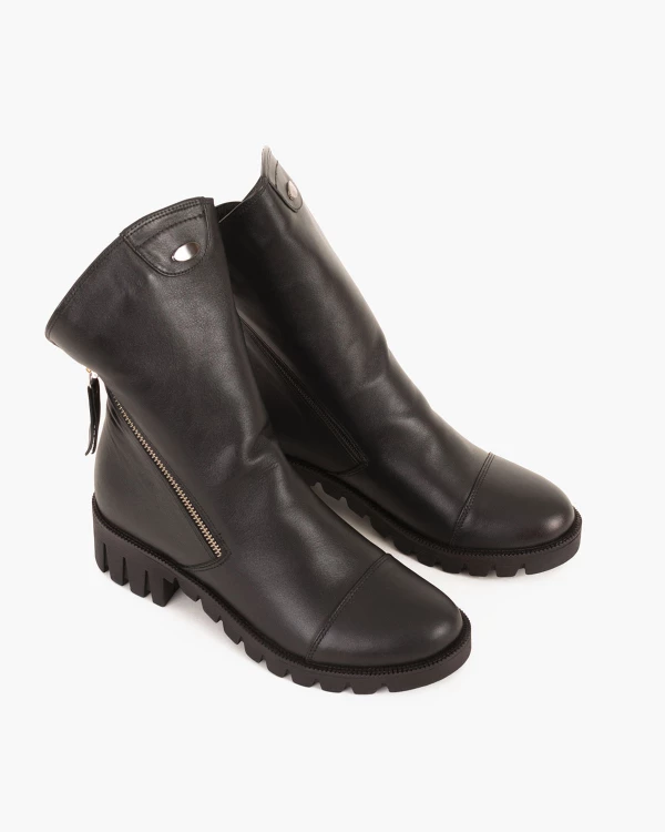 Czarne botki damskie skórzane na zamek