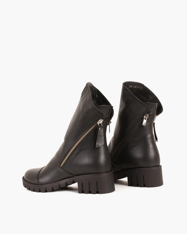 Czarne botki damskie skórzane na zamek 5