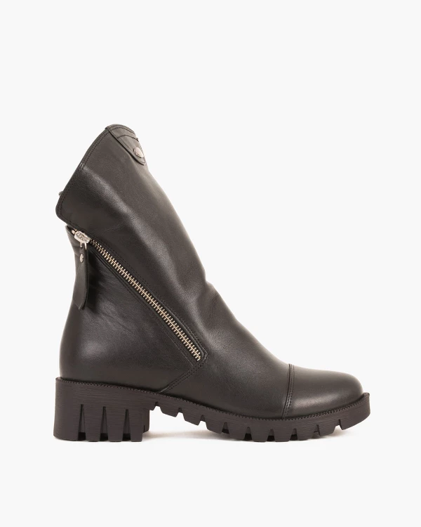 Czarne botki damskie skórzane na zamek 2