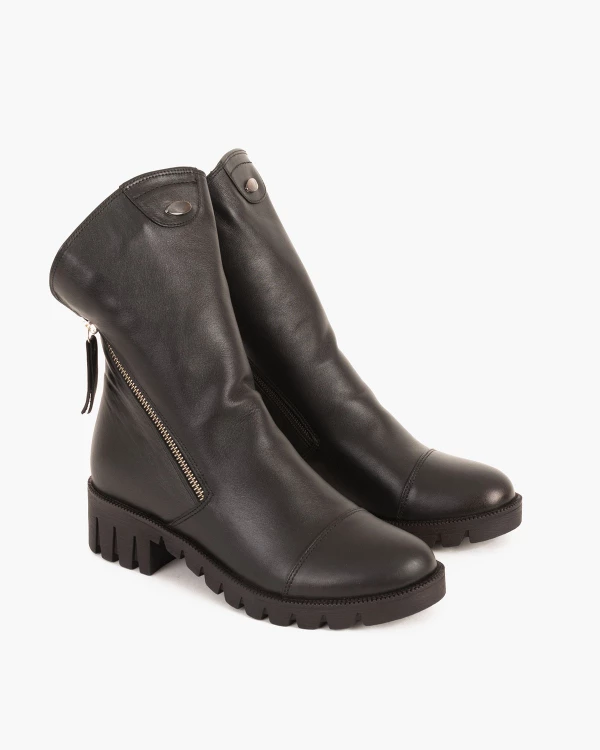 Czarne botki damskie skórzane na zamek 3