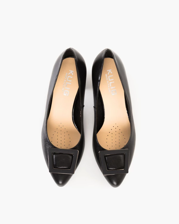 Czarne czółenka ze skóry nubukowej na słupku 3