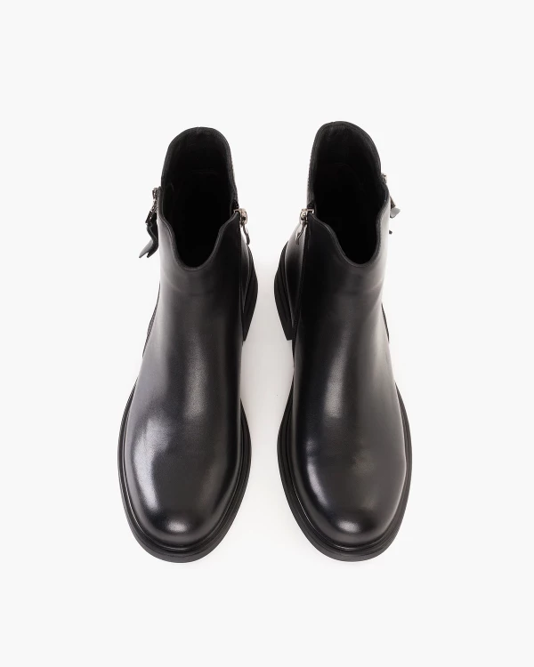 Czarne sztyblety damskie skórzane na klocku 3