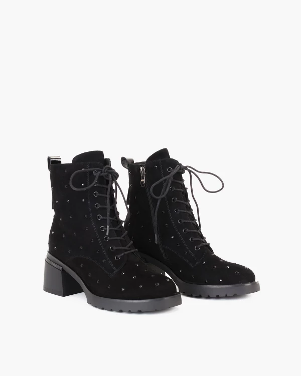 Czarne trzewiki damskie ze skóry naturalnej z kamieniami 2