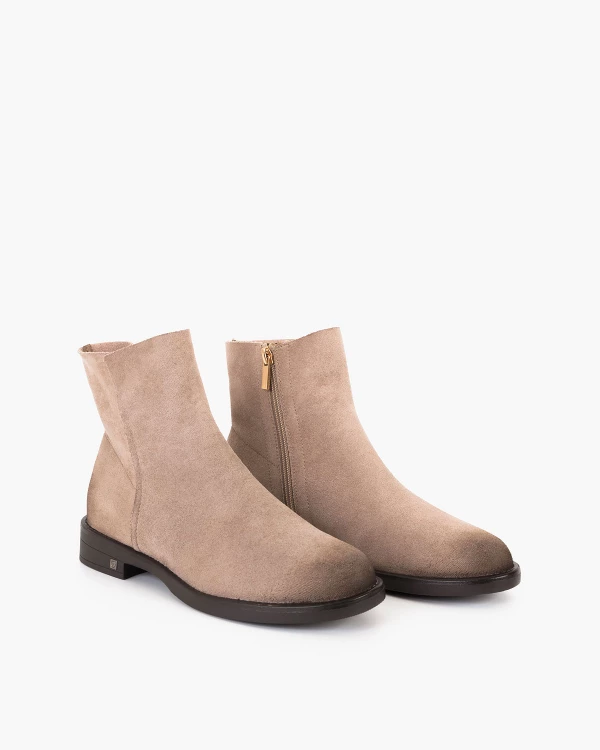 Beżowe botki damskie z eko-zamszu 2