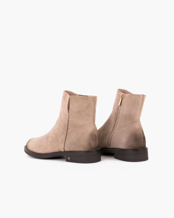 Beżowe botki damskie z eko-zamszu 4