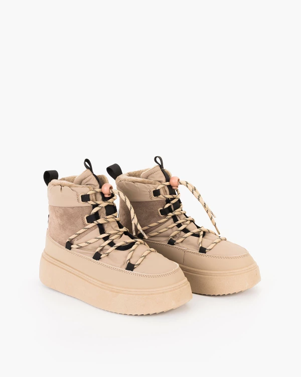 Beżowe śniegowce damskie ze skóry ekologicznej 2