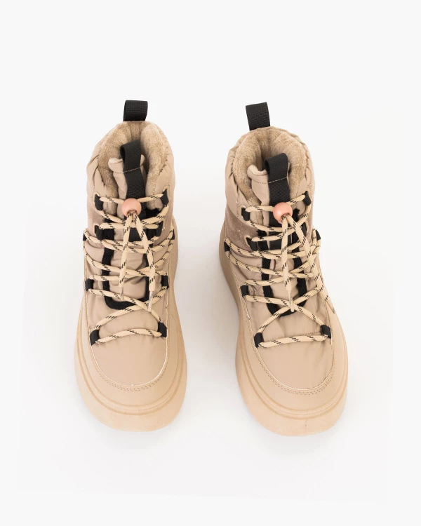 Beżowe śniegowce damskie ze skóry ekologicznej 3