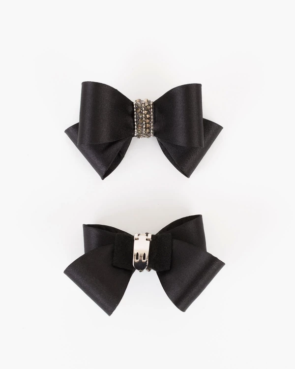 Czarne kokardki do butów z kamieniami 4