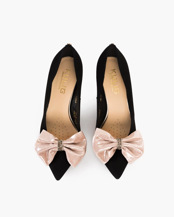 Złote kokardy do butów z kamieniami 3