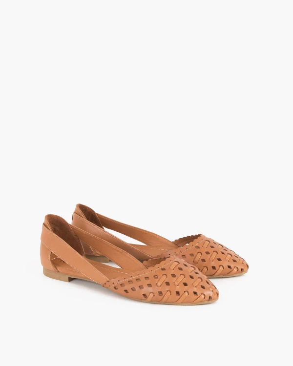 Rude baleriny damskie ażurowe ze skóry licowej