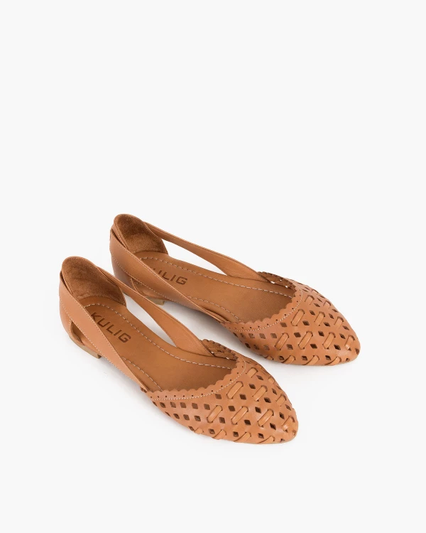 Rude baleriny damskie ażurowe ze skóry licowej 4