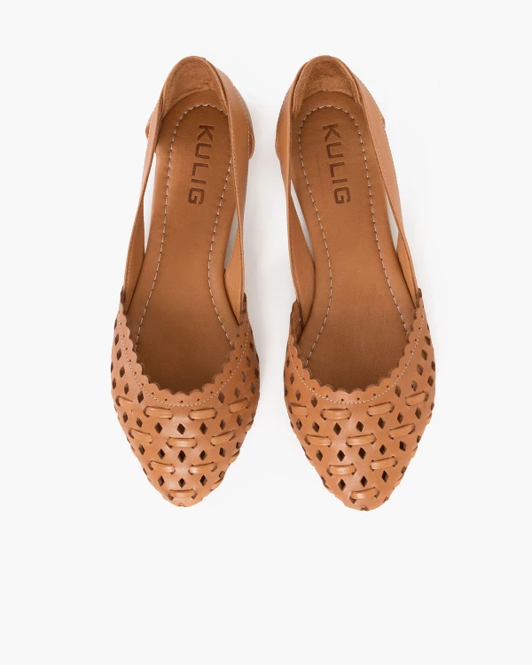 Rude baleriny damskie ażurowe ze skóry licowej 5